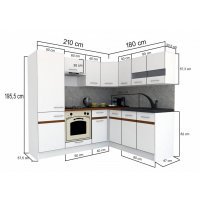 Bucatarie de Colt GENA NEW 7 DR. 180-210, Cu Corp de Cuptor, Stejar Sonoma